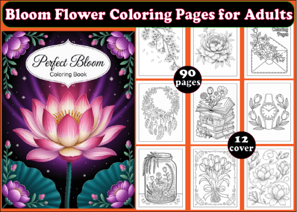 Bloom Flower Coloring Pages for Adults