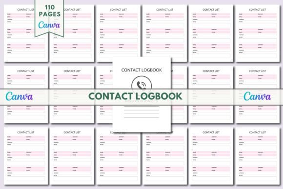 Contact Logbook Canva KDP and Editable Contact Logbook Canva Template KDP Interiors