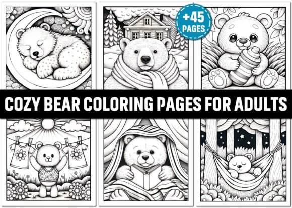 Cozy Bear Coloring Pages for Adults