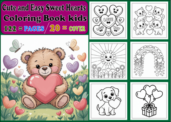 Cute and Easy Sweet Hearts Coloring Book