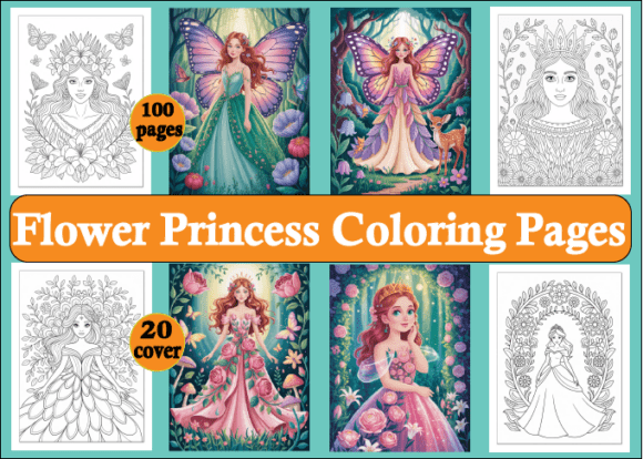 Flower Princess Coloring Pages for Adults