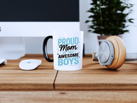 Proud Mom of Two Awesome Boys Vector